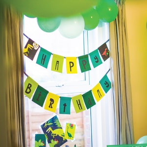 Dinosaur Party Bunting EDITABLE printables for Dinosaur theme Boys Party Dinosaur Decor Instant download BIRTHDAY bunting printables