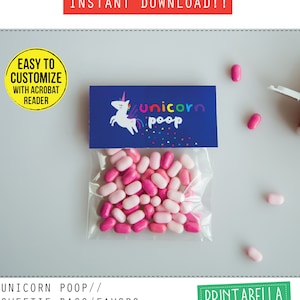 EDITABLE Rainbow unicorn poop labels Rainbow unicorn printables Unicorn party unicorn poop party favours and valentines gifts for kids