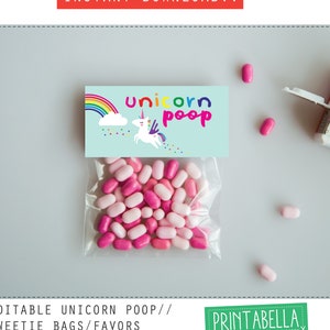 Editable Rainbow unicorn poop Rainbow unicorn printables Rainbow unicorn party unicorn poop party favours and valentines gifts for kids