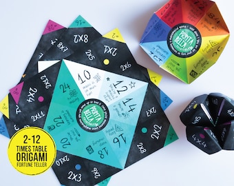 Origami TIMES TABLE teller 12 times tables paper fortune teller origami paper times table learning tables for maths multiplication
