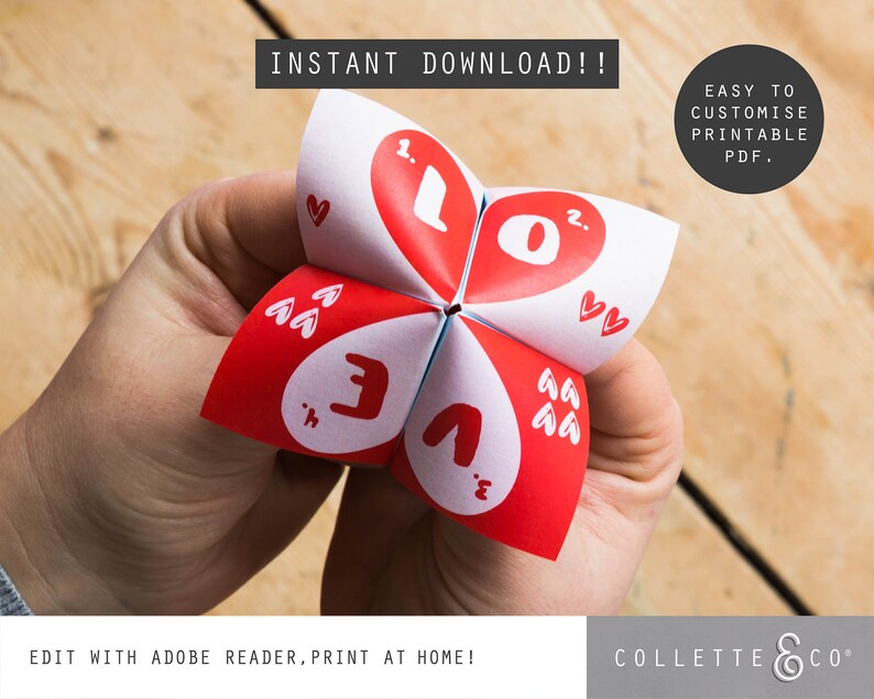 LOVE Paper Fortune Teller Paper Origami Fortune Teller Kids Paper Craft ...