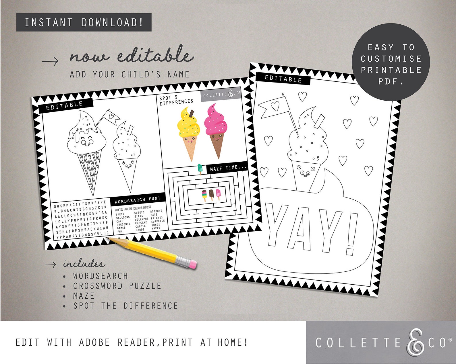 ICE CREAM Party Printables Birthday Bundle Editable Ice Cream - Etsy