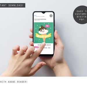 ICE CREAM 電子サンキューカード、子供向けバーチャルパーティー文具、子供向けデジタルパーティー、オンラインアイスクリーム文具