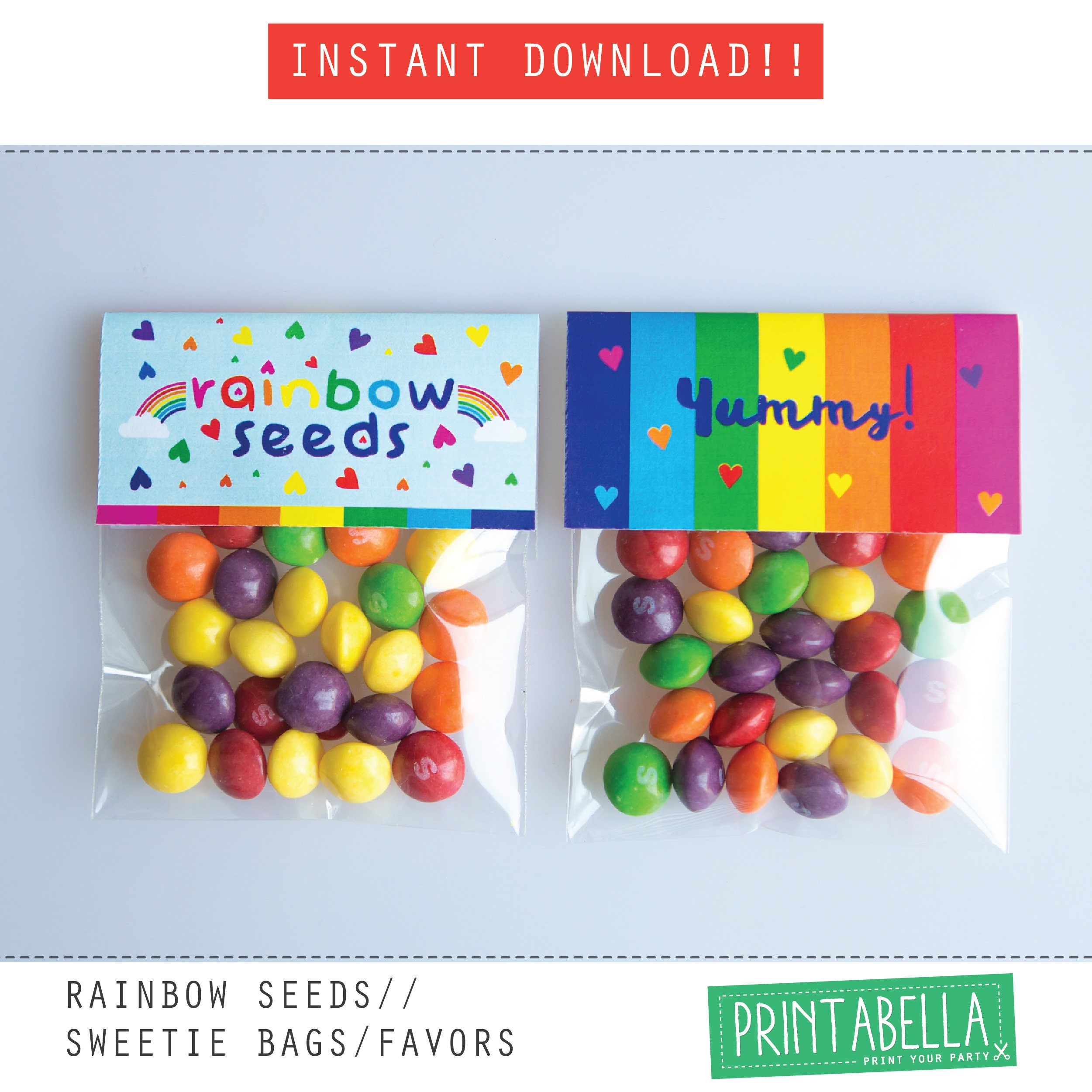 Rainbow Seeds PARTY FAVORS Sweetie Bags Printable Favours Etsy UK