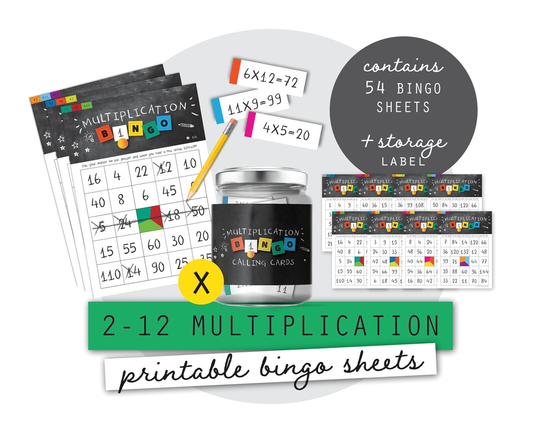Multiplication Printable Bingo Bundle | X2–x12 Facts | Colour Coded ...