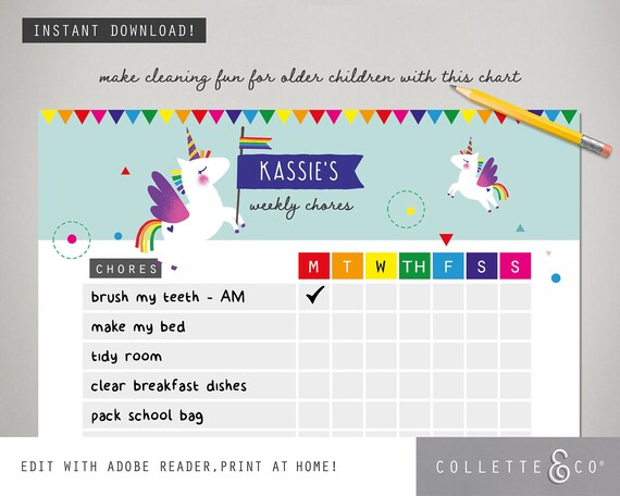 Chore Charts For Kids Unicorn Themed Printable Chore Charts By Collette chore-charts-for-kids-unicorn-themed-printable-chore-charts-by-collette