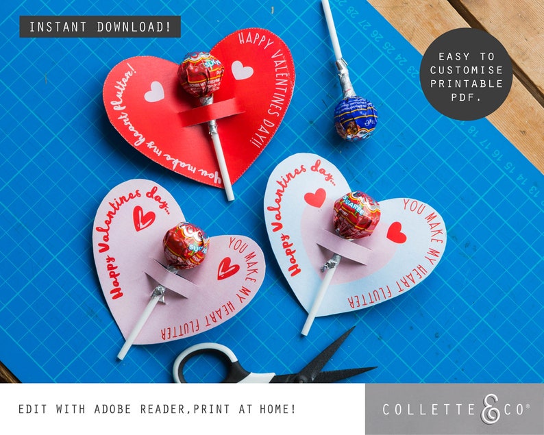 valentines paper origami lolly pop butterflies valentines