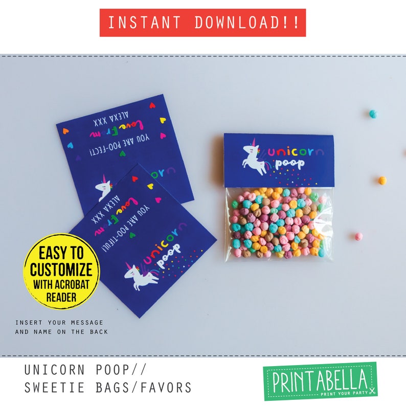 EDITABLE Rainbow Unicorn Poop Labels Rainbow Unicorn Printables Unicorn ...