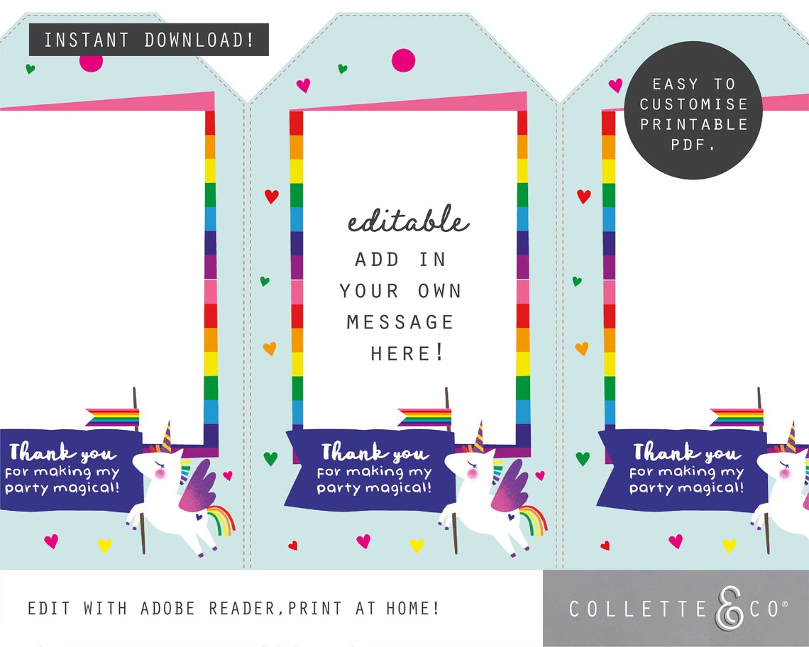 UNICORN RAINBOW Printable Gift Tags UNICORN Printable Wrapping - Etsy