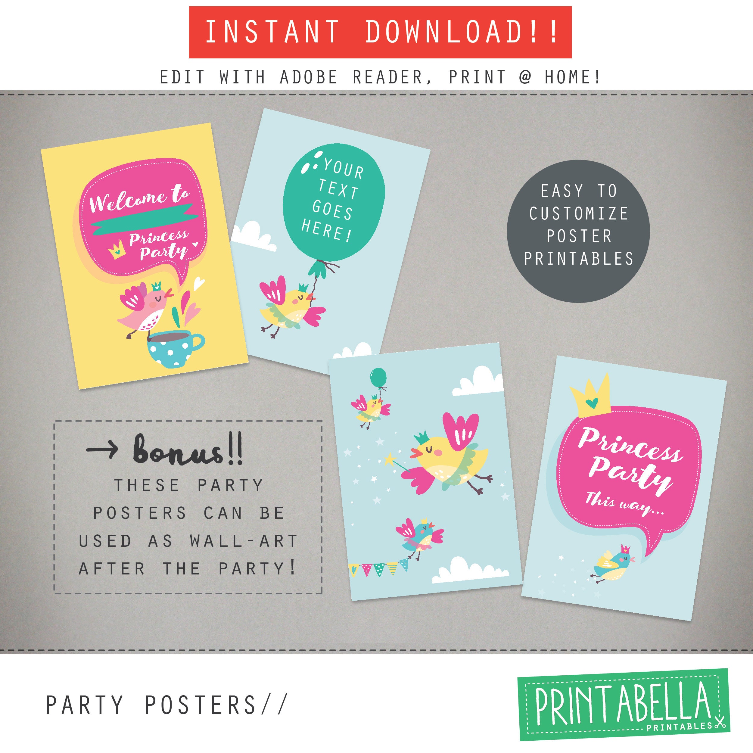 PRINCESS TEA Party Printables Princess Theme Party Pack Editable Tea ...