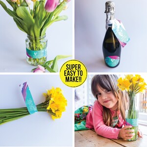 Mother&#39;s day idea labels to create perfect mothers day gift label mason jars with flowers for a unique mothers day gift with greetings card