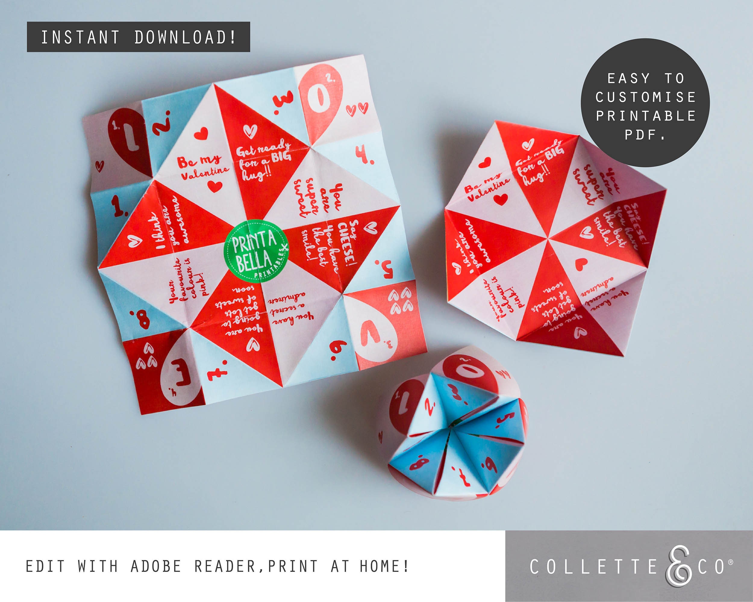LOVE Paper Fortune Teller Paper Origami Fortune Teller Kids Paper Craft ...