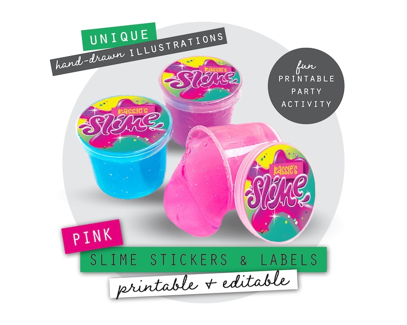 Slime Party Stickers & Labels Printable | Slime Tub Sticker | Kids ...
