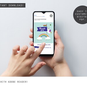 UNICORN 電子サンキューカード、子供向けバーチャルパーティー文具、子供向けデジタルパーティー、オンラインユニコーン文具