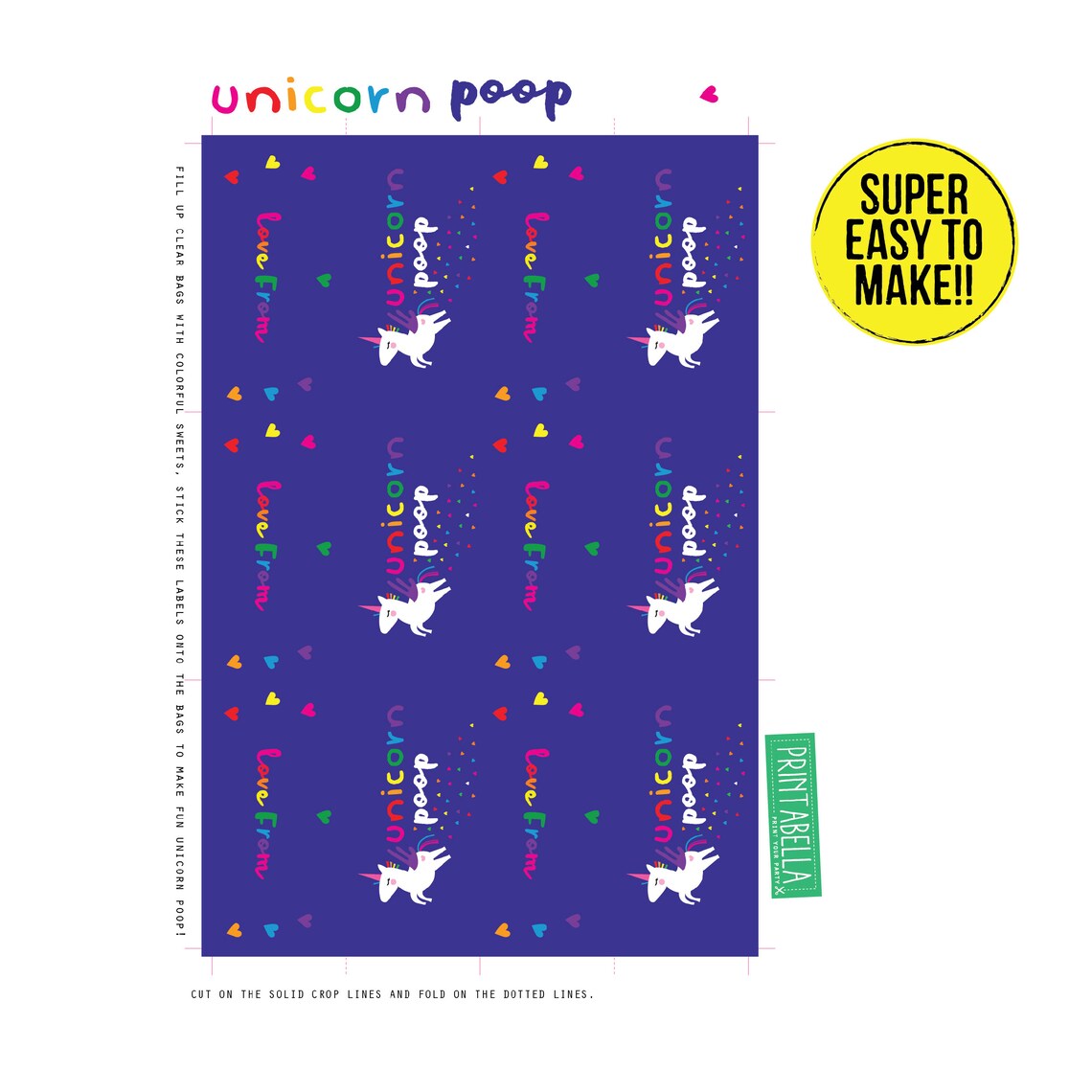 EDITABLE Rainbow Unicorn Poop Labels Rainbow Unicorn Printables Unicorn ...