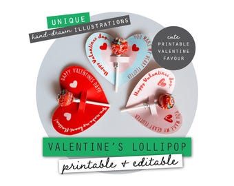 Valentine Lollipop Butterfly Wings Printable | Classroom Valentine Candy Gift | Party Favour Tags | Instant Download