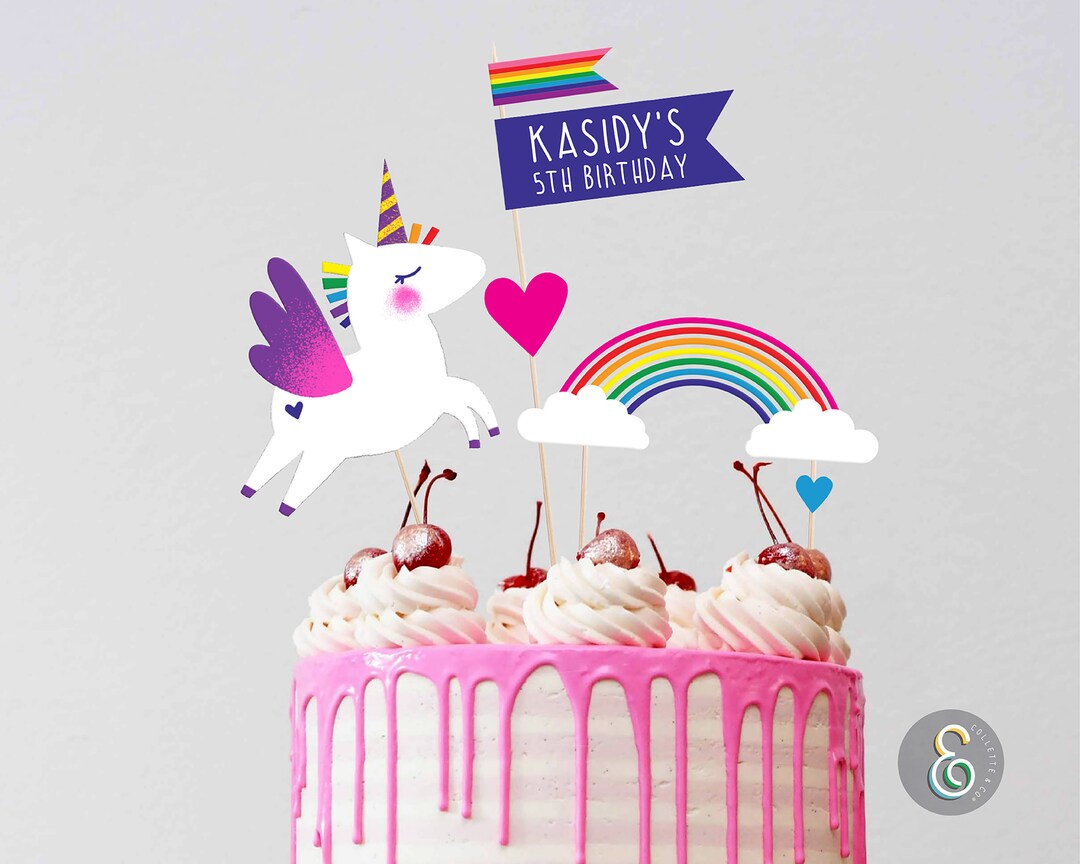 UNICORN Cake Topper, Printable Cake Toppers, Editable Cake Topper - Etsy