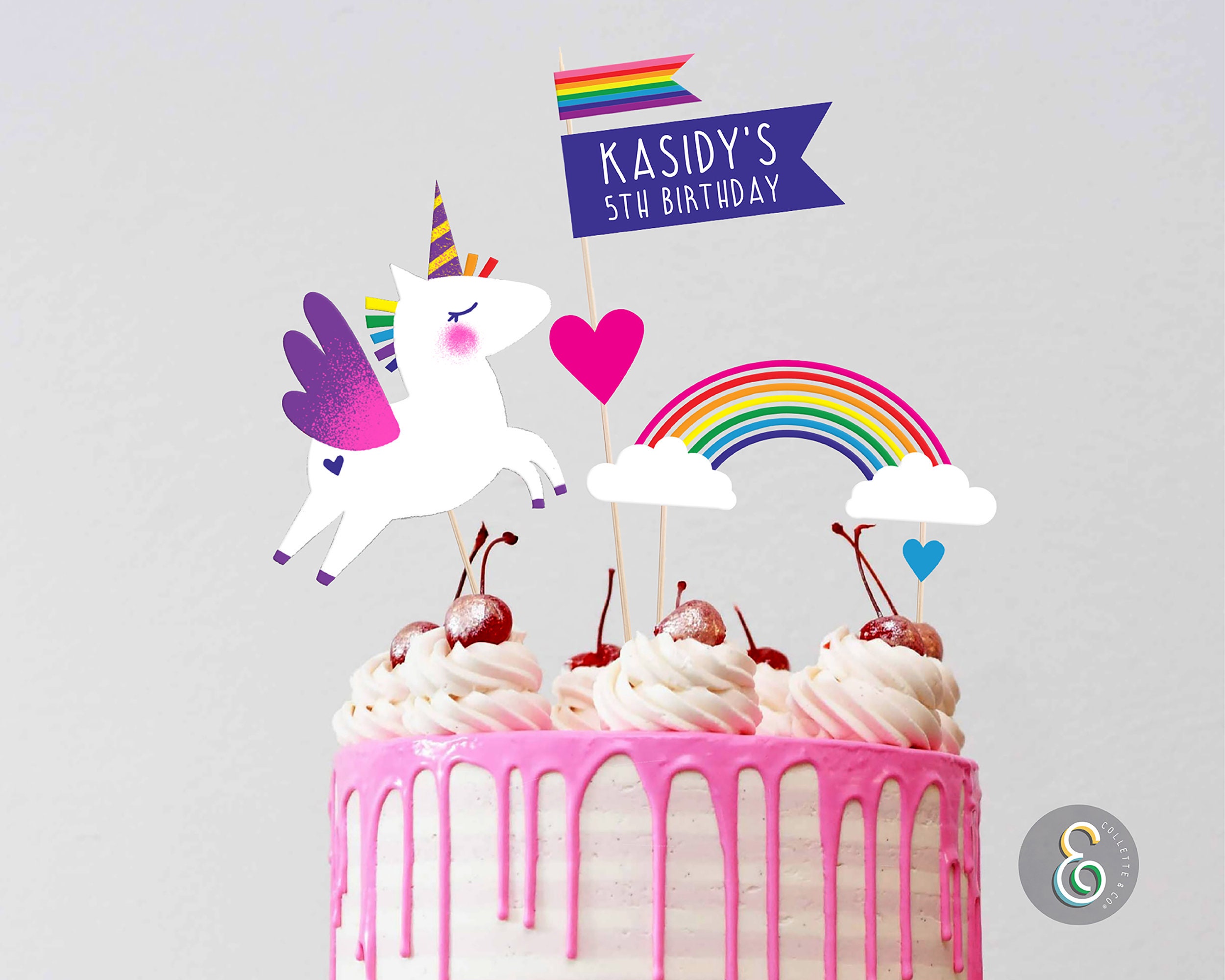 Buy Unicorn Cake Topper Printable Cake Toppers Editable Cake Topper