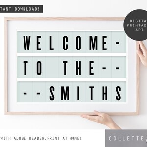 UNIQUE WALL ART - digital typographic wall art - editable cinema light wall art