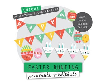 Easter Printable Bunting Banner | DIY Printable Garland | Instant Download