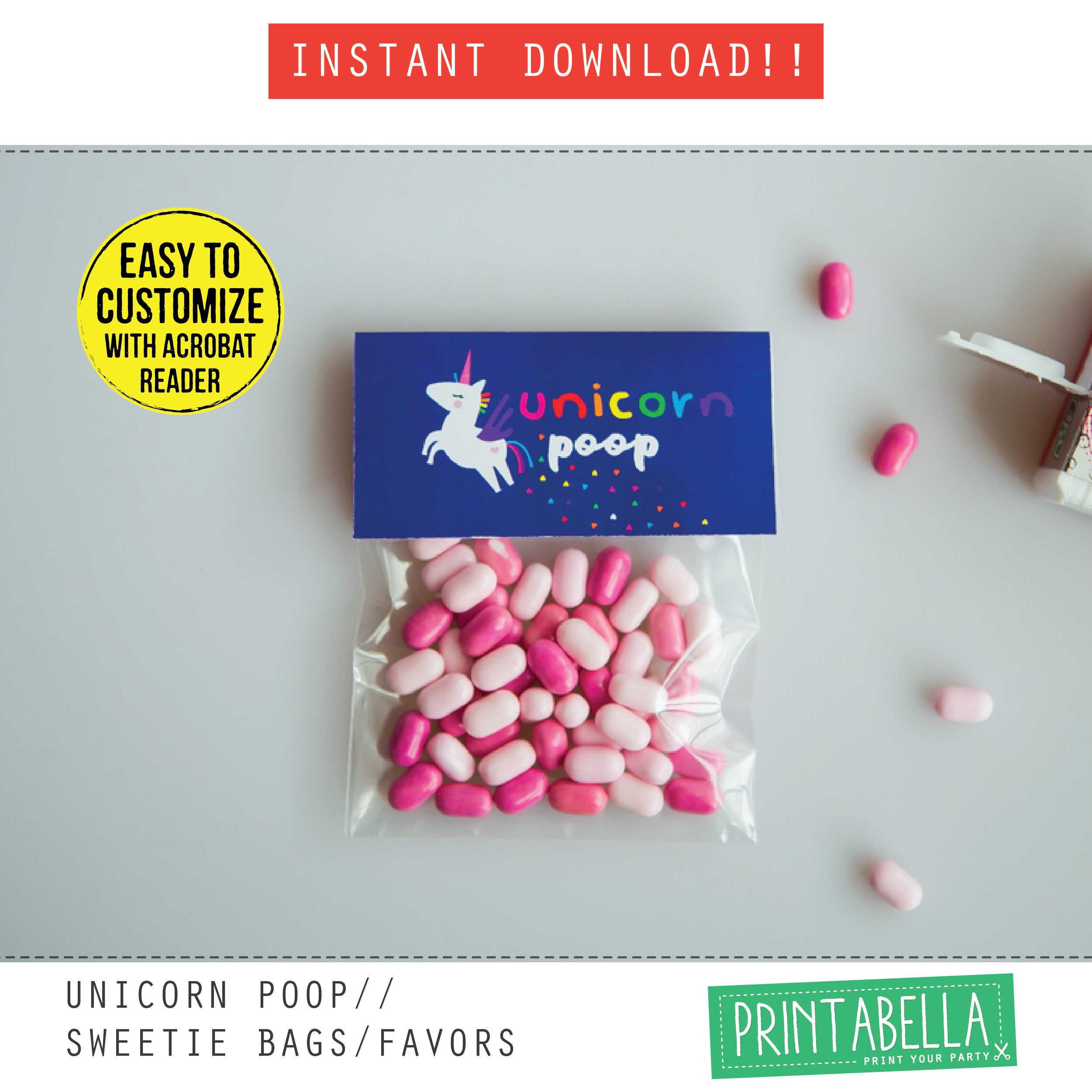 EDITABLE Rainbow Unicorn Poop Labels Rainbow Unicorn Printables Unicorn ...