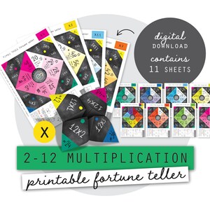 Multiplication Fortune Teller – Times Tables Cootie Catcher, Fun Math Game Printable (PDF 2–12)
