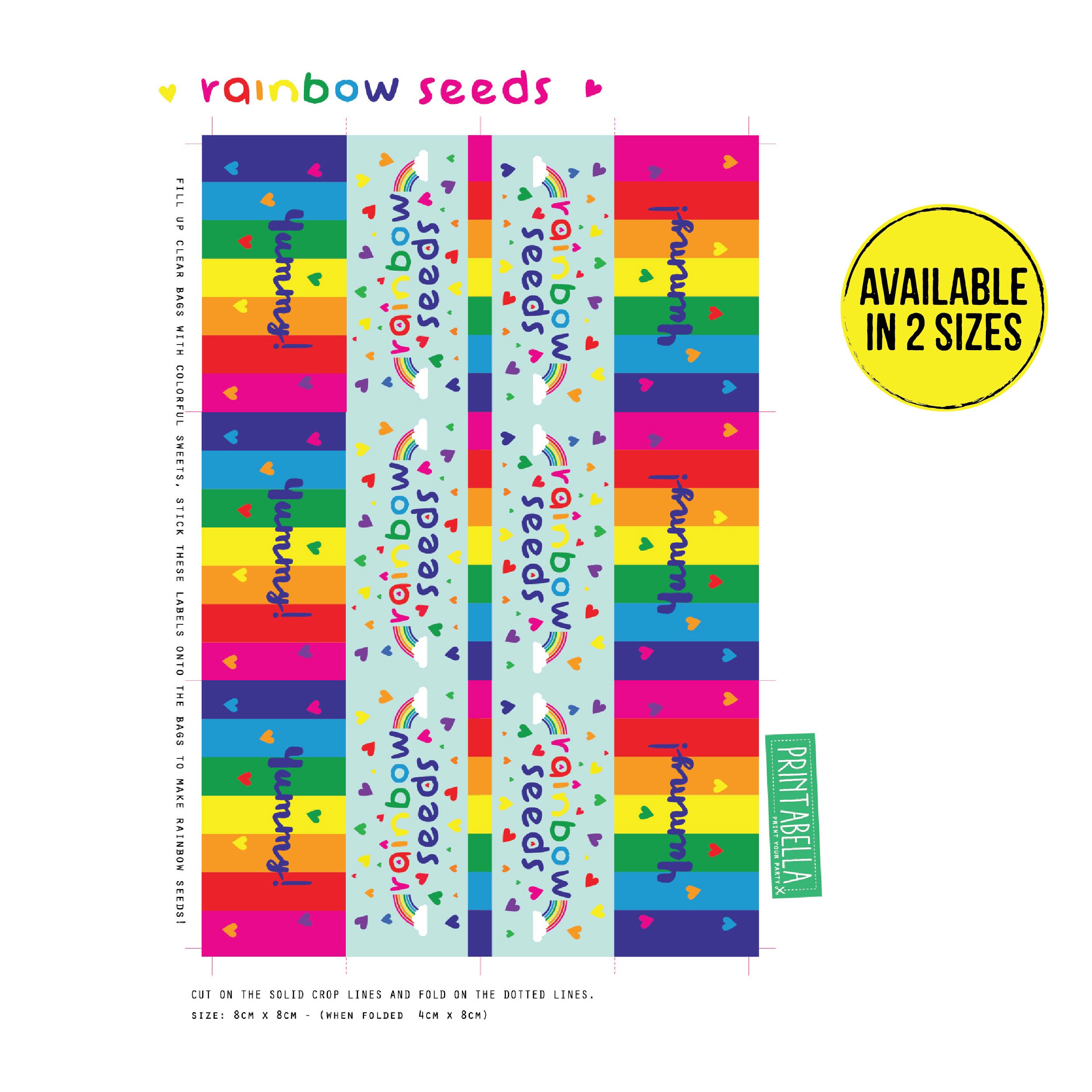 Rainbow Seeds PARTY FAVORS Sweetie Bags Printable Favours - Etsy UK