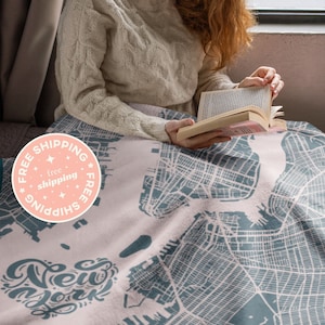 NEW YORK City Decke | Karte von NYC Brooklyn Bettwäsche | 5 Boroughs Themed Schlafzimmer Dekor | Manhattan Bronx Queens Plüsch Cosy Fleece