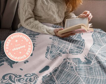 NYC Map Throw Blanket: 5 Boroughs Cozy Fleece Bedding