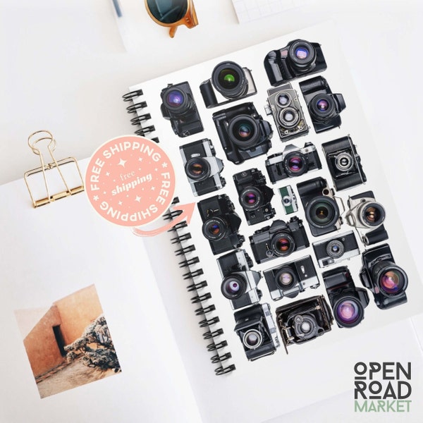 VINTAGE CAMERA Photography Spiral Notebook | Gift Idea for Professional Photographer | Client Thank You Gift Lined Note Book