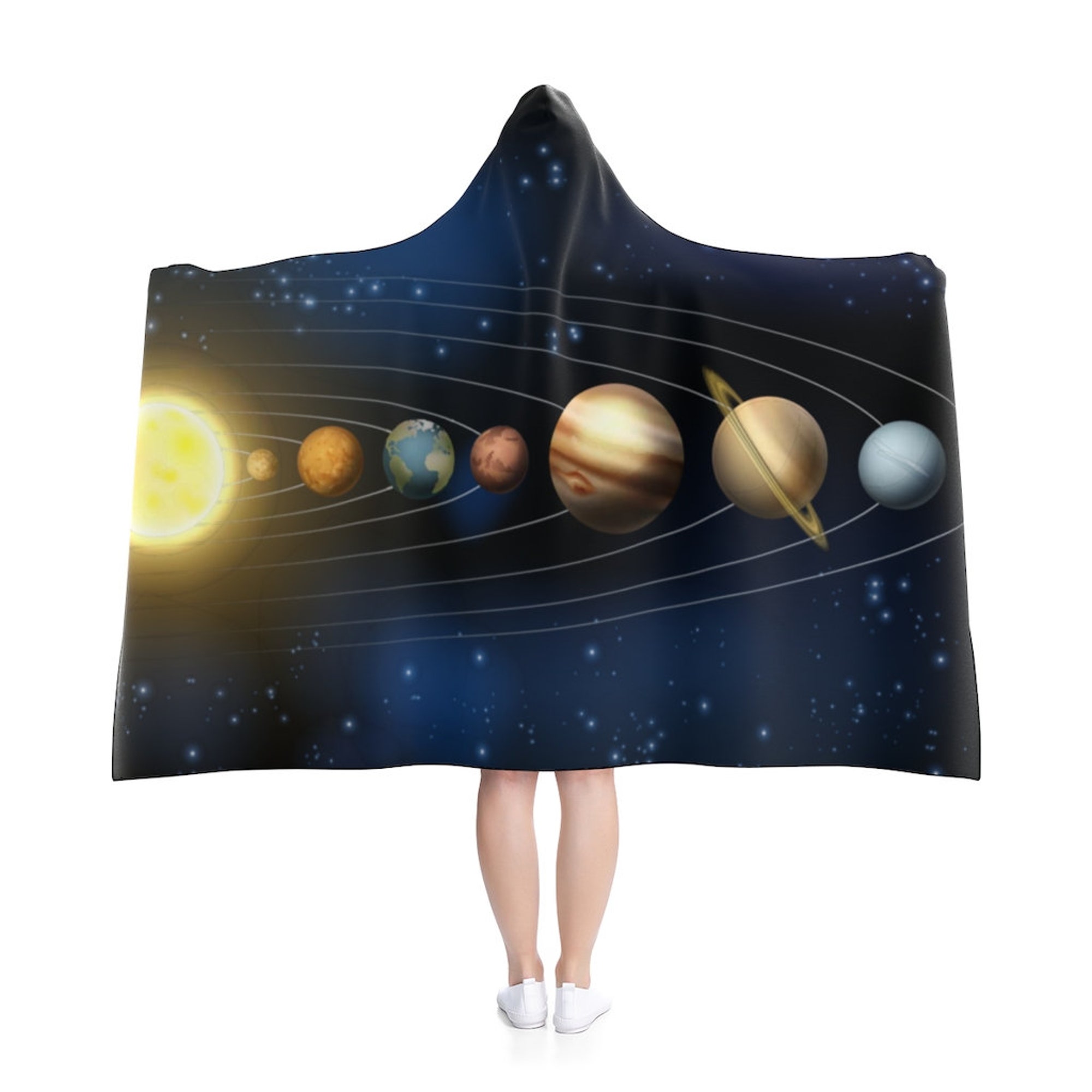 Discover Solar System Hooded Blanket