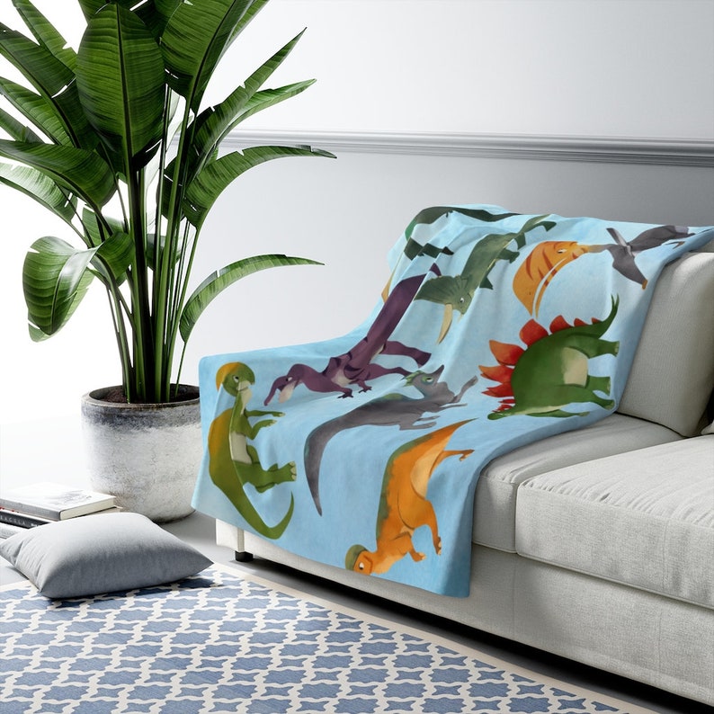 Cool Dinosaur Sherpa Fleece Blanket | Etsy