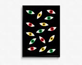 REGGAE cool art poster, Light, Scandinavian, Illustration, Fine Art, Cute Quirky Gift