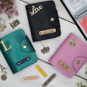 Porte-cartes de crédit en cuir personnalisé avec pochettes, porte-cartes de crédit 18 poches, cadeau personnalisé, organiseur de cartes