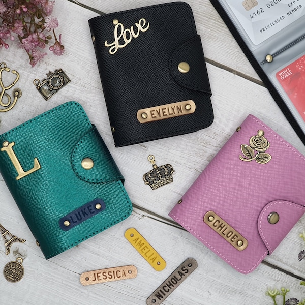 Personalized Leather Card Holder: 18-Pocket Credit Card Wallet