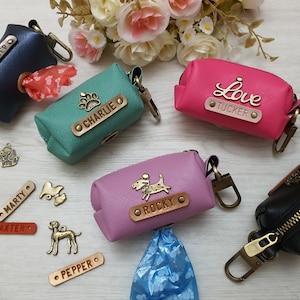 Personalized Leather Dog Poop Bag Holder: Waste Bag Dispenser