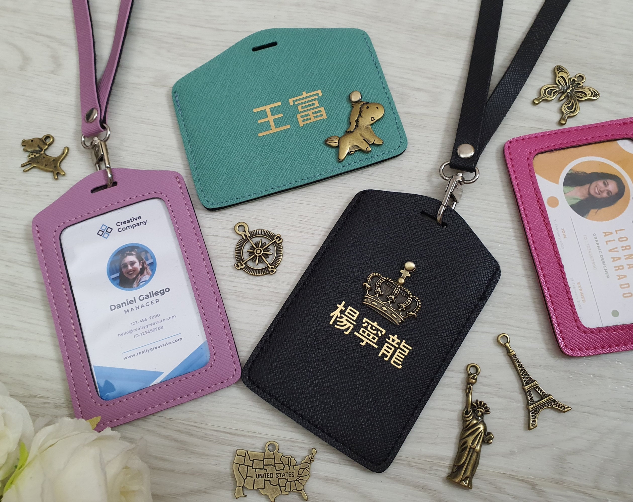 Designers Trends ID Card Holder Vintage Chinese Campus Lanyard Name Card  Pass Case Luxury Women Men