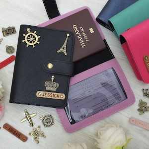 Porta-passaporte de vacinação de couro personalizado, capa de passaporte de vacinação personalizada, porta-cartão de vacinação para passaporte, presentes para a mãe