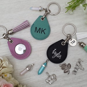 Porte-clé personnalisé Air Tag Apple, étiquette Apple, porte-clés en cuir AirTag, porte-clé AirTag en cuir, étui AirTag, étiquette aérienne personnalisée, cadeau de Noël