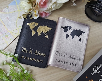 Personalized World Map Passport Cover, Free name personalized