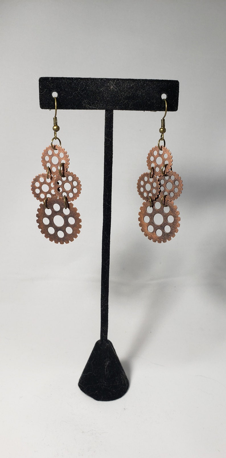 Steampunk Earrings Four Gear Round Hole Straight Spoke