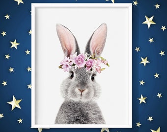 Download Bunny With Flowers Etsy