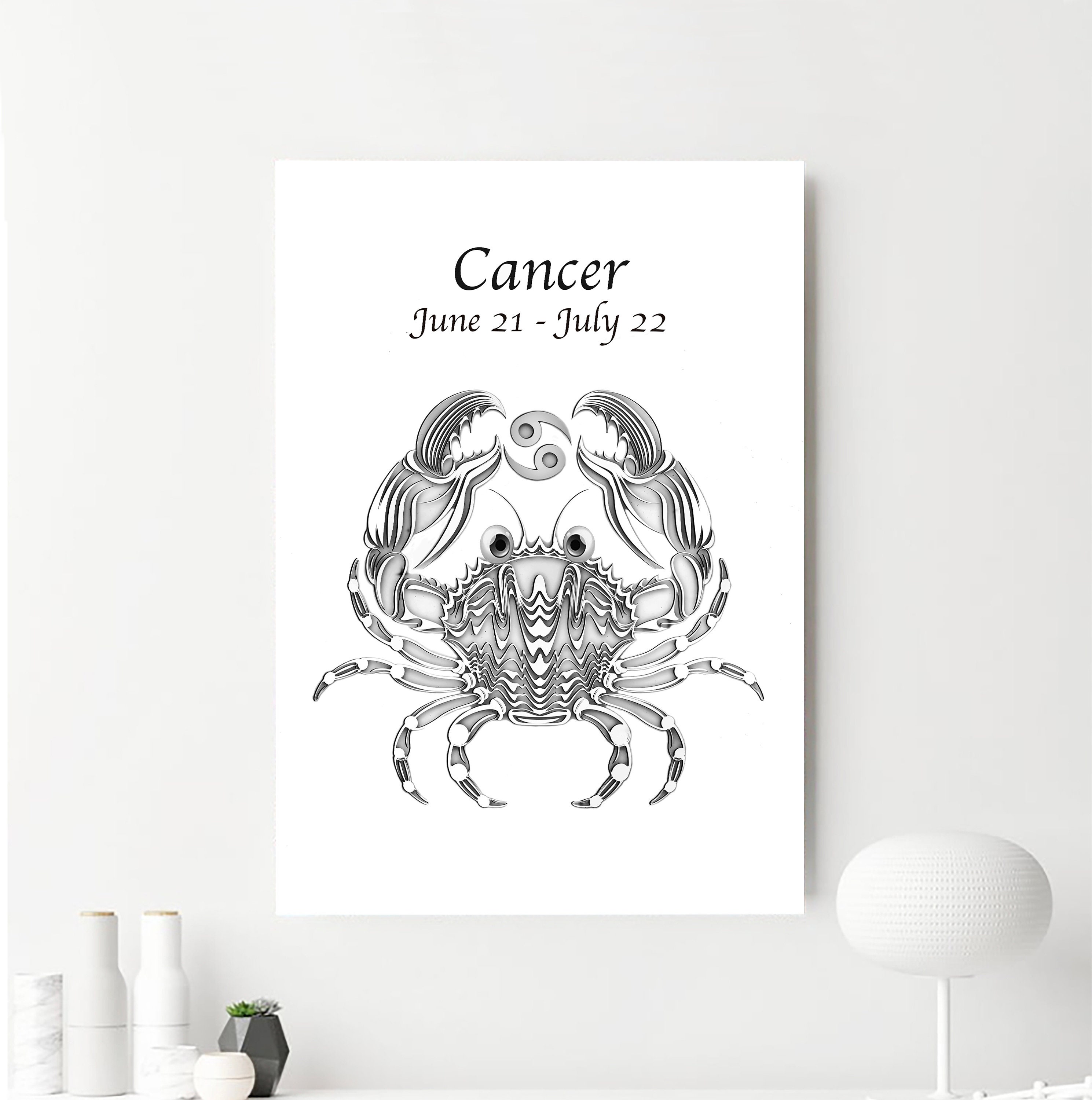 Cancer Star Sign Print Zodiak Cancer Wall Art Cancer Etsy