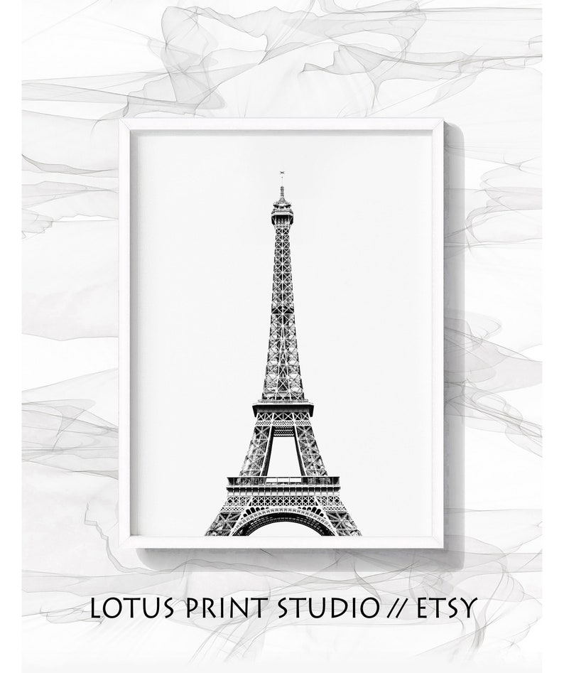 Eiffel Tower Wall Art Black and White Paris Print | Etsy
