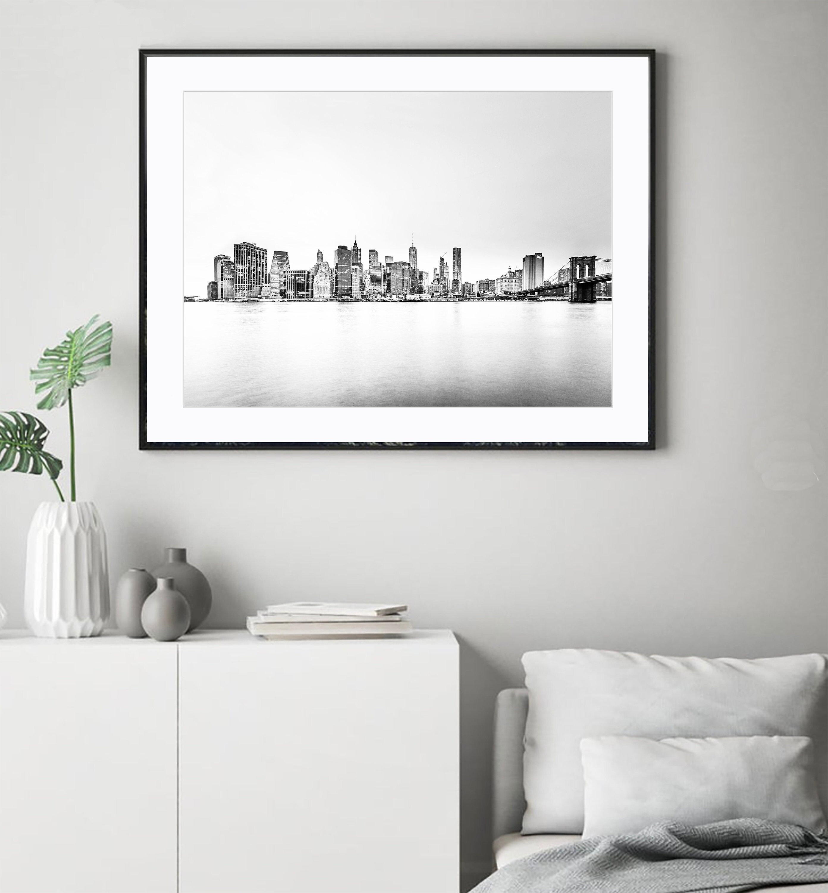 New York City Skyline Print Black and White NYC Print City - Etsy