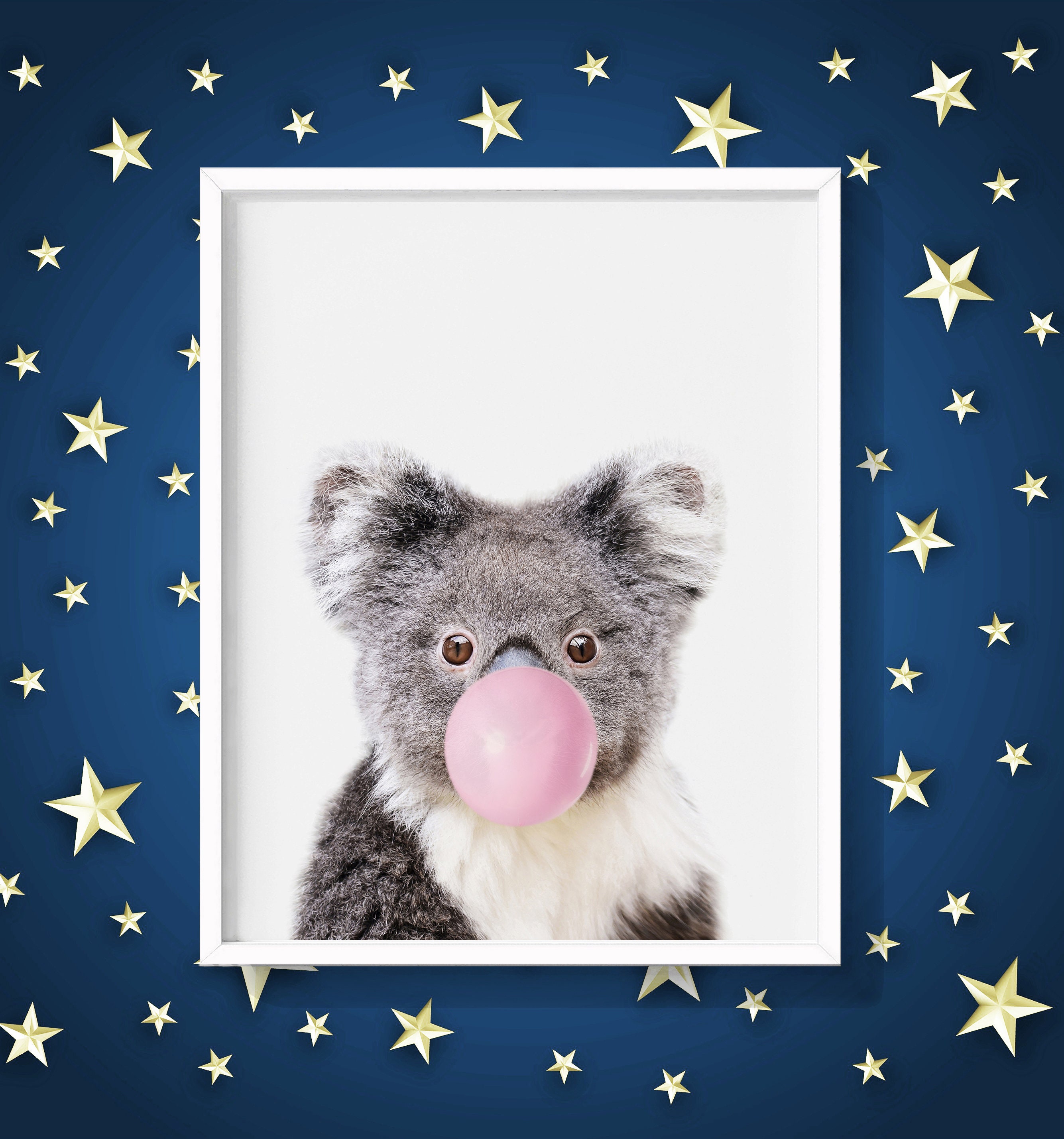 Koala Bear Wall Art Bubble Gum Animals Babies Gift Digital Etsy