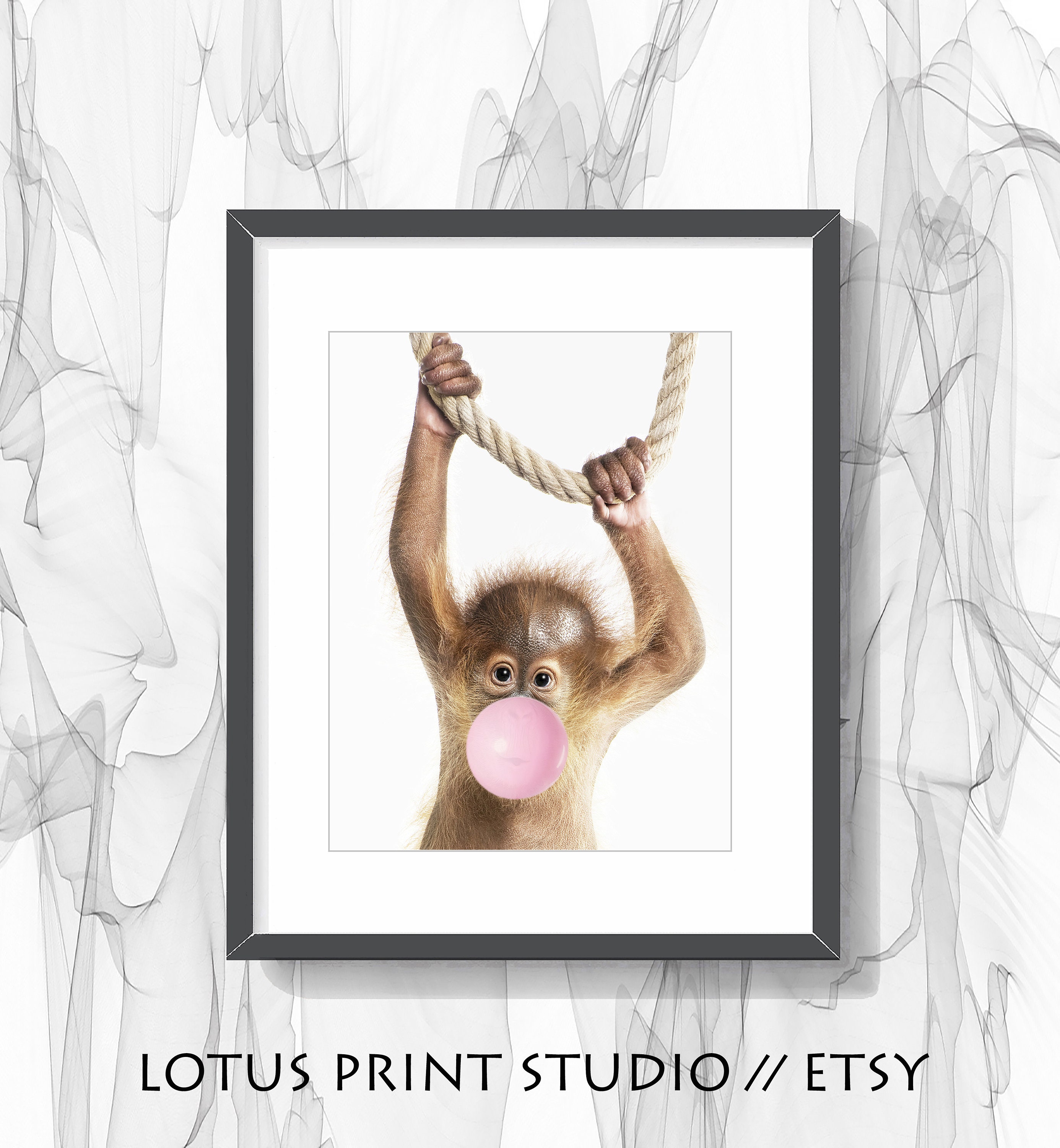 Monkey Bubble Gum Wall Art Monkey Bubble Print Orang utan Etsy
