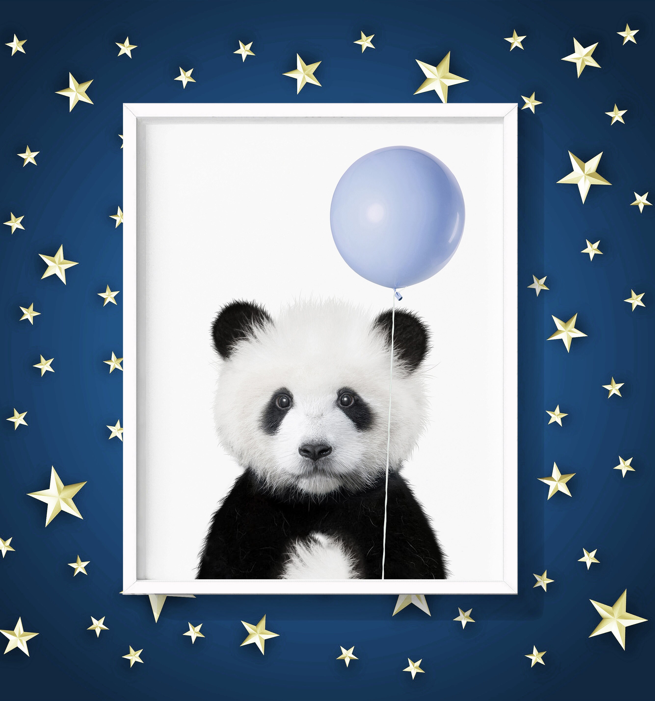 Que Tiene Los Pandas Que No Tenga Ningún Otro Animal Panda Art Print Panda con globo azul Panda bebé regalo para | Etsy España