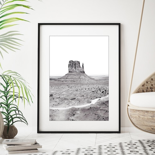 Black and White Arizona Desert Art Cactus Wall Art Desert Etsy