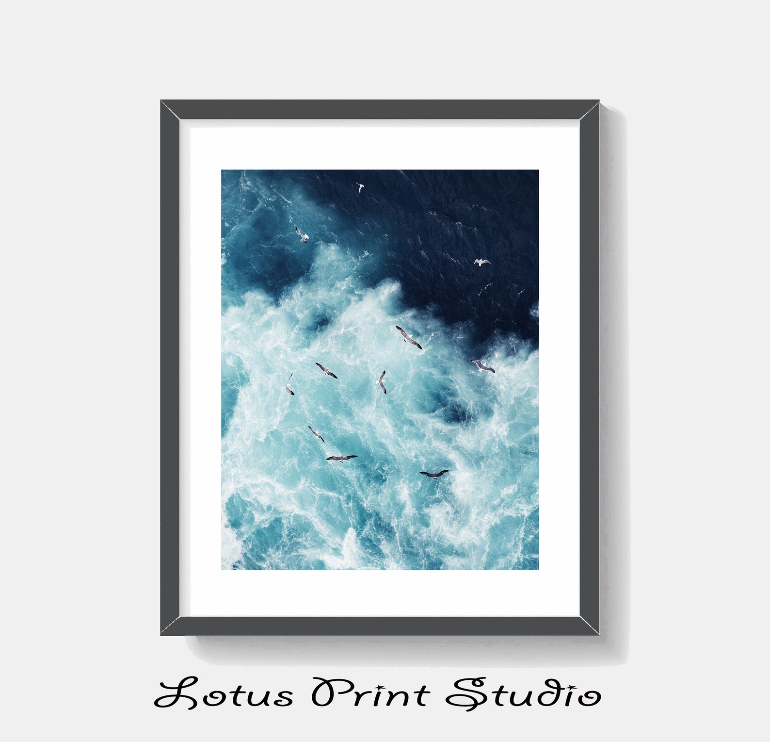Ocean Aerial View Print Navy Blue Ocean Wall Art Aerial Etsy